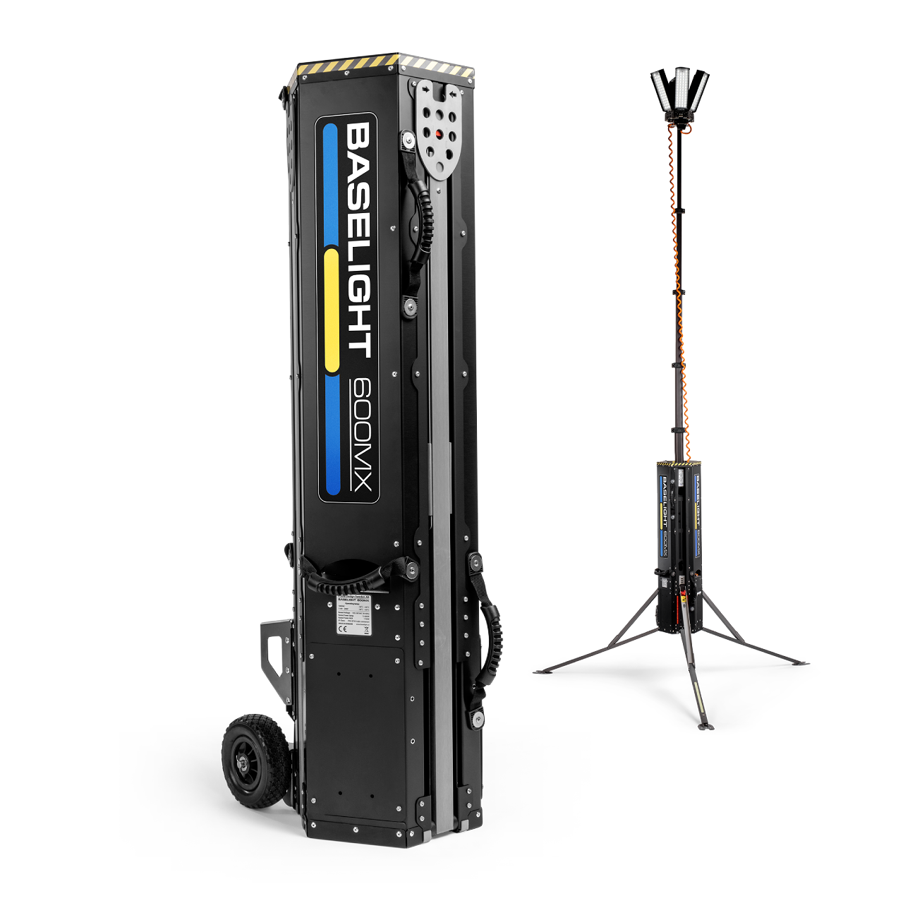 Baselight 600mx Light Tower, deployed and collapsed state